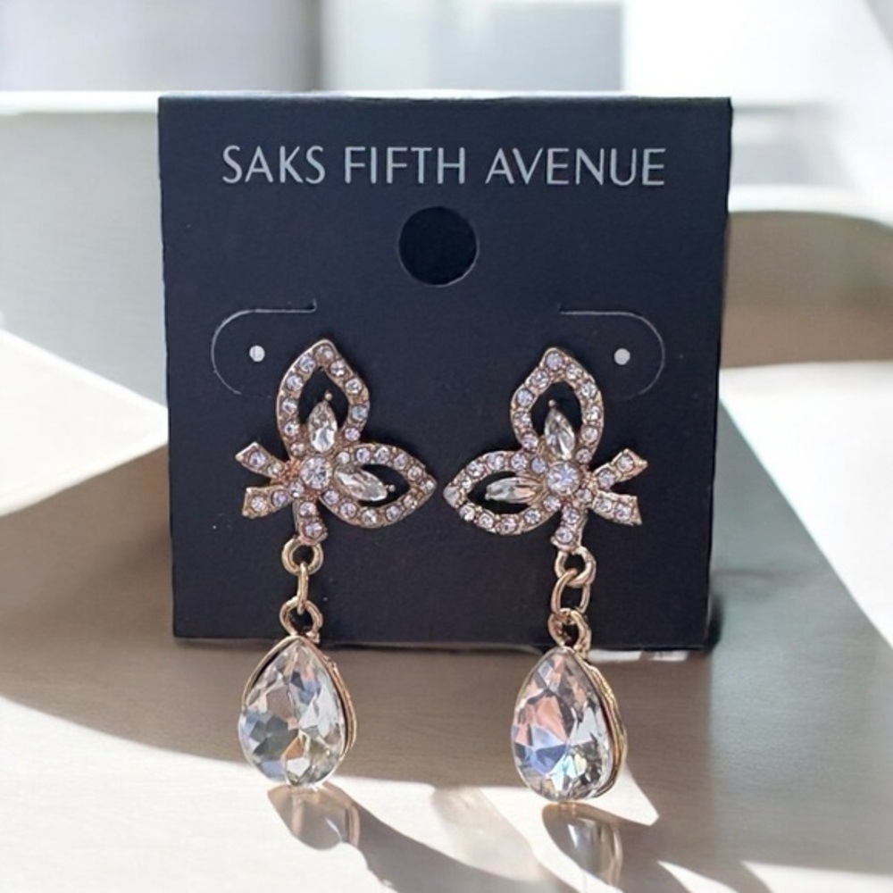 3/$40 Saks Fifth Avenue Gold and Silver Teardrop Dangle Earrings
